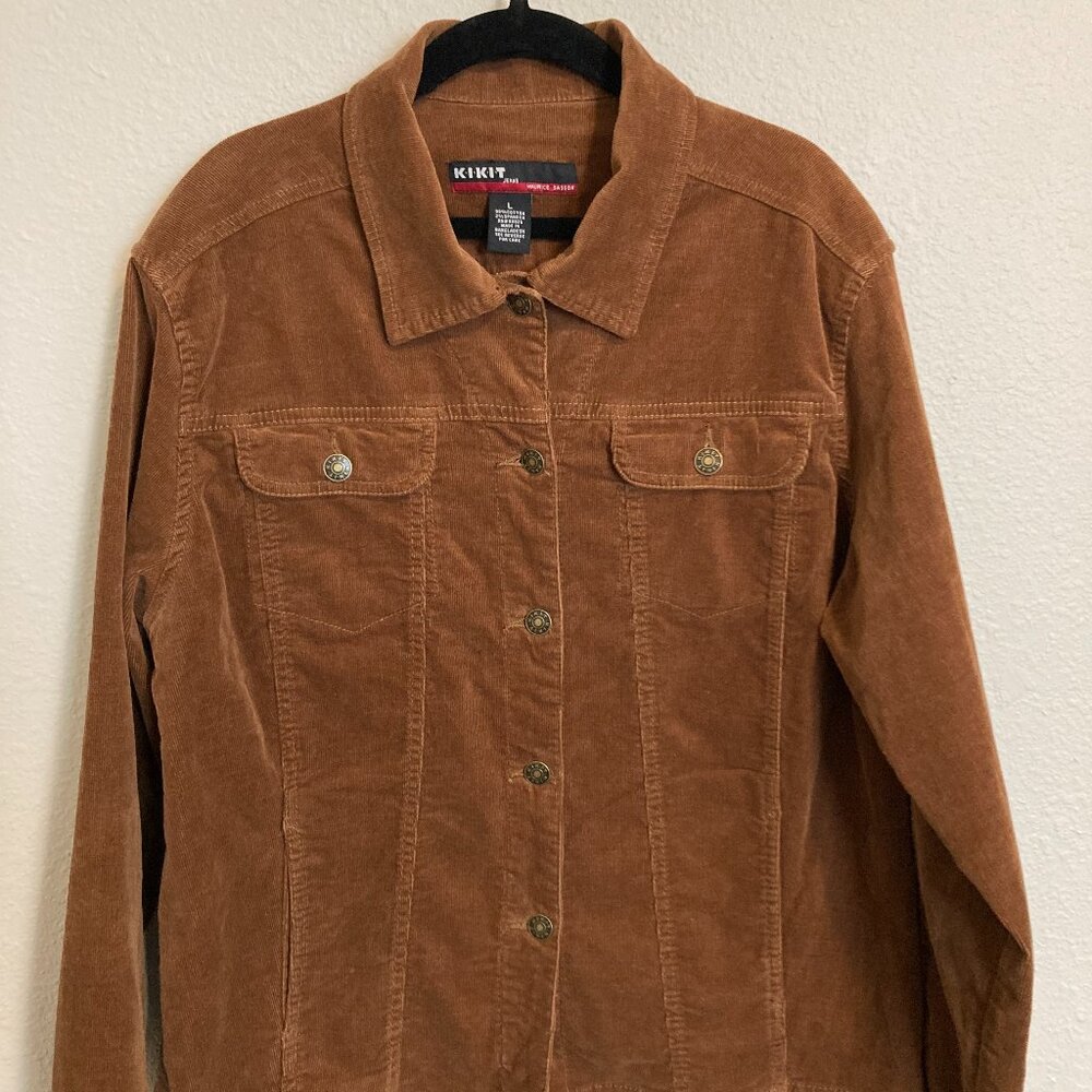 K.I.K.I.T Vintage  Distressed Brown Corduroy Trucker Jacket